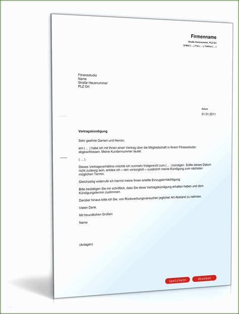 Sie wollen einen vertrag kündigen? Ideal ordentliche Kündigung Vertrag Fitnessstudio Muster ...