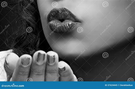 Woman Blowing A Kiss Stock Image Image Of Hair Blowing 37624445