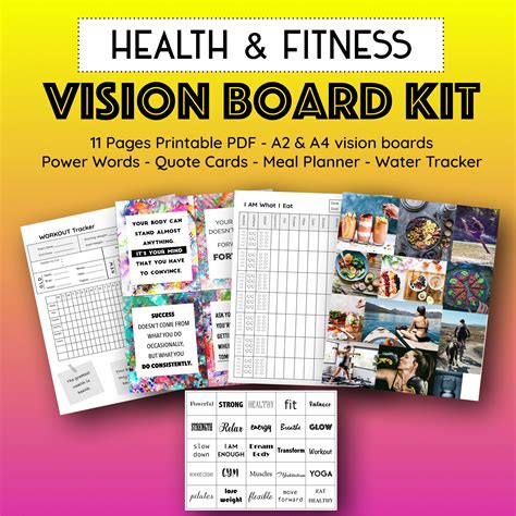 Health Fitness Vision Board Printables 2023 Manifest Weight Etsy México