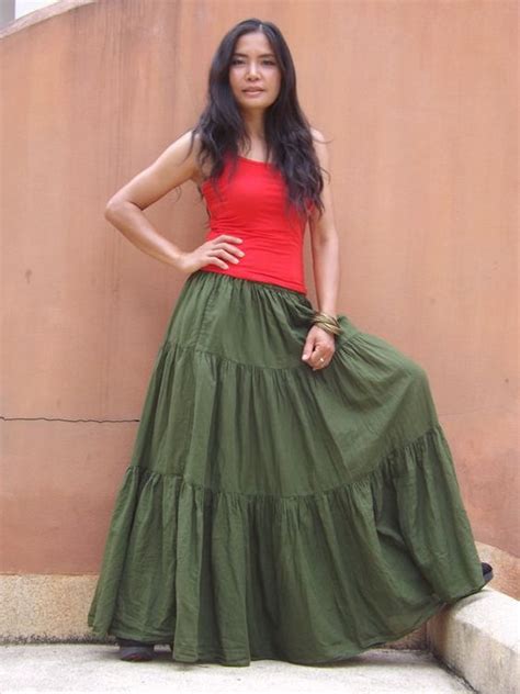 Long Skirt Long Boho Skirt Maxi Skirt Full Length Skirt Olive