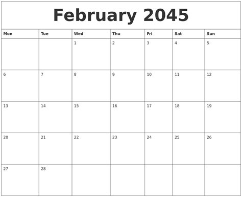 February 2045 Word Calendar