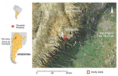 A Location Maps Of The Tucumán Province In Nw Argentina B Study Area