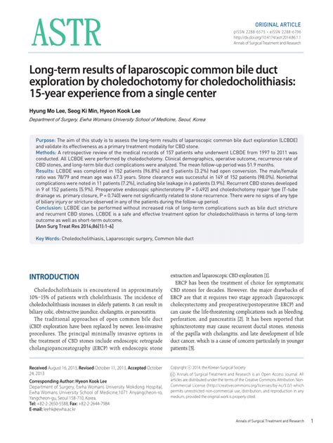 Pdf Long Term Results Of Laparoscopic Common Bile Duct Exploration By