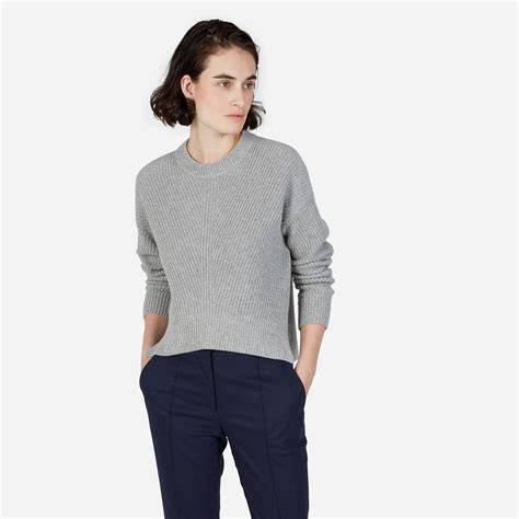 The Premium Ribbed Cashmere Crew Heathered Grey Everlane