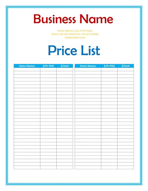 40 FREE Price List Templates (Price Sheet Templates) - Template Lab
