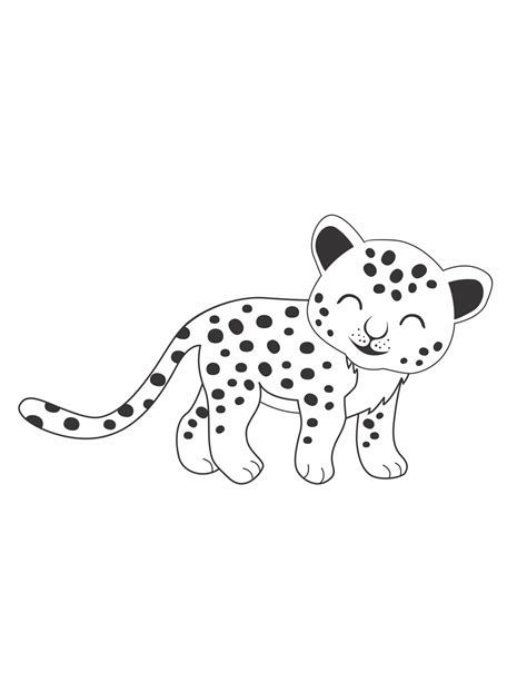 Dibujo De Leopardo Contento Para Colorear Para