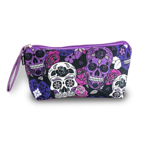 Sugar Skull Purple Makeup Bag Zapps Clothing