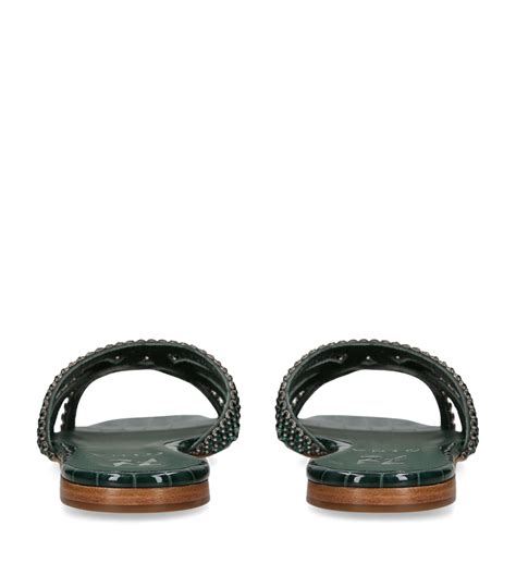 Gina Green Leather Embellished Portland Slides Harrods Uk