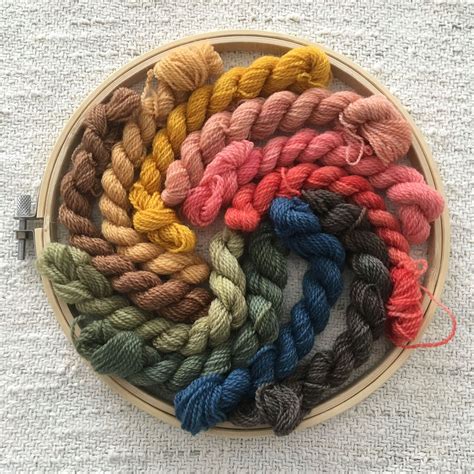Rainbow Crewel Embroidery Wool Yarn Kit Naturally Plant Dyed 10