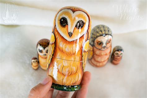 Owl Nesting Dolls Owl Matryoshka 5 Dolls Wooden Babushka Etsy