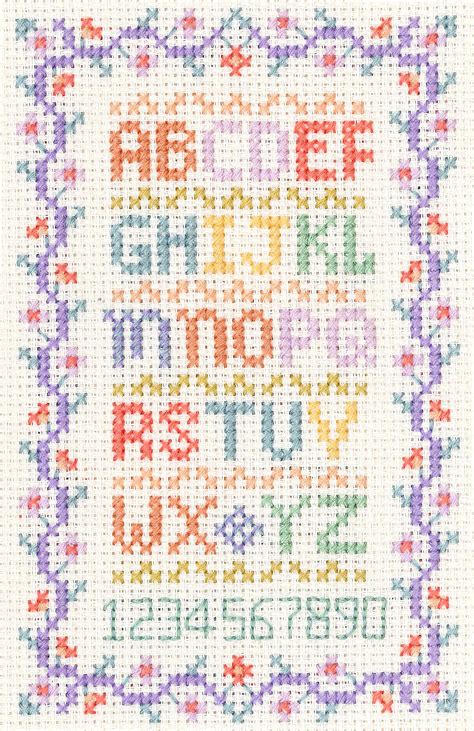 Mini Alphabet Sampler Cross Stitch Kit In Gentle Colours Great For
