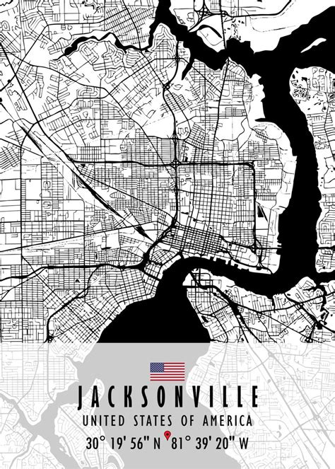 Jacksonville Map Usa Poster By Artistic Paradigms Displate