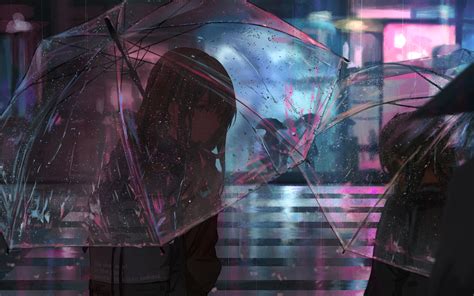 3840x2400 Anime Girl In Rain With Umbrella 4k 4k Hd 4k