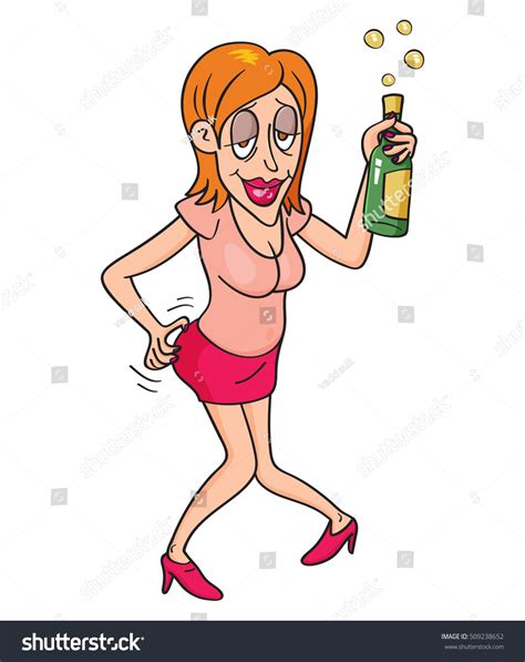 Drunk Woman Bottle Alcohol Vector Illustration เวกเตอร์สต็อก ปลอดค่าลิขสิทธิ์ 509238652