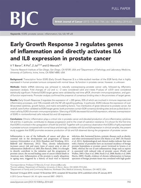 pdf early growth response 3 regulates genes of inflammation and directly activates il6 and il8