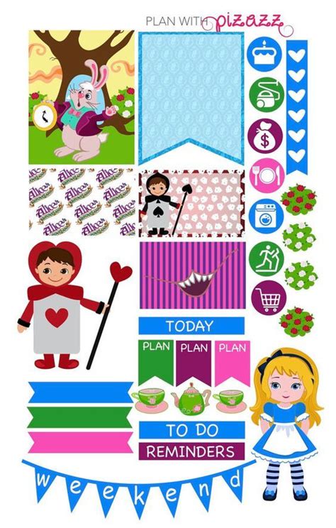 Disney Alice In Wonderland Inspired Weekly Planner Theme Sticker Set