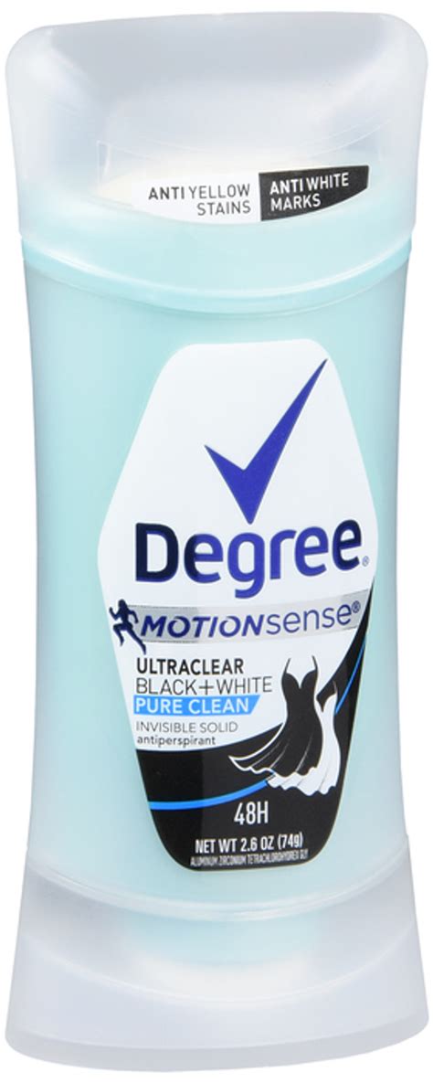Degree Womens Motion Sense Ultra Clear Black Plus White Invisible Solid