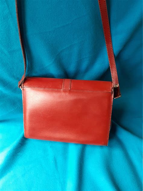 Vintage Conker Brown Leather Envelope Shoulder Bag 70s Etsy
