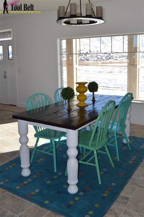 The pdf plans include a material cut list, a list of necessary tools & hardware, assembly directions, and dimensions. Ana White | Husky Farmhouse Table - DIY Projects