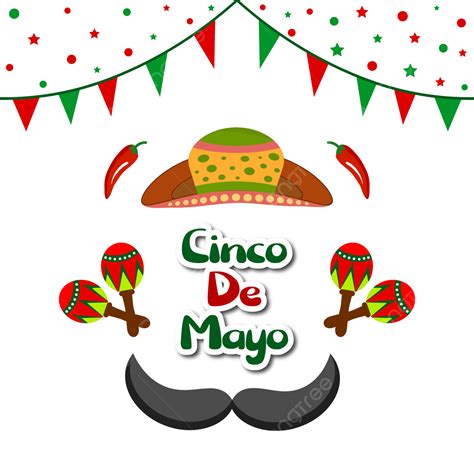 cinco de mayo lettering with decoration vector element mexican holiday celebration png and