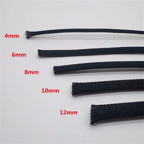 5m Black Insulation Braided Sleeving 4681012mm Tight Pet Expandable