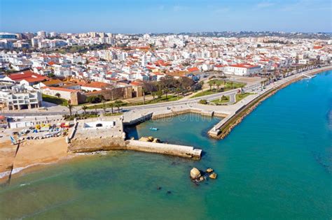 Aerial From The City Lagos In The Algarve Portugal Stock Image Image