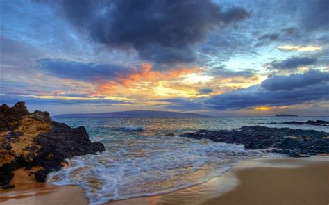 Coucher De Soleil Mer Côte Secret Beach Maui Hawaii États Unis Hd