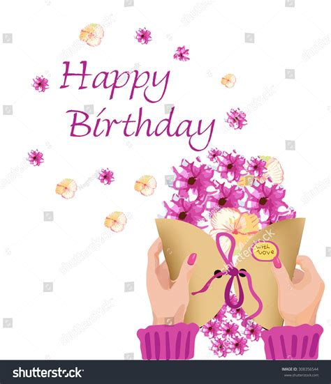 Someone special female womens birthday card. Greeting Card Happy Birthday Womens Hands Stock Vector ...