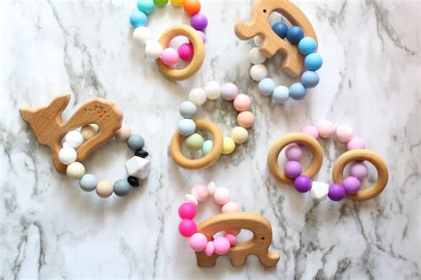 Silicone Wood Baby Teether Etsy Baby Teethers Silicone Teether