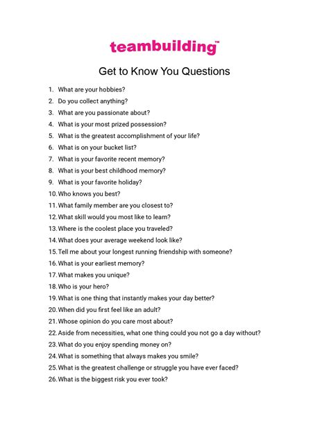 Get To Know You Questions The 1 List For Fun