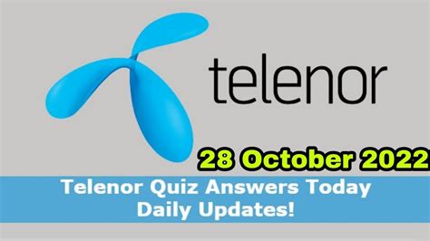 Telenor Quiz Today 28 October 2022 Telenor Answers Today Youtube