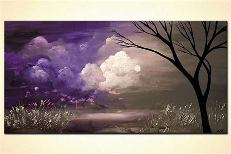 Painting For Sale Purple Gray Landscape Tree Painting 6295
