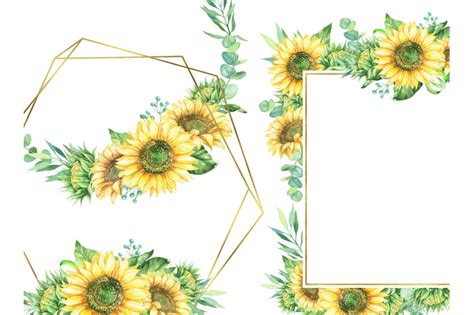 Sunflowers Frames Clipart Sunflower Wreath Border Clip Art