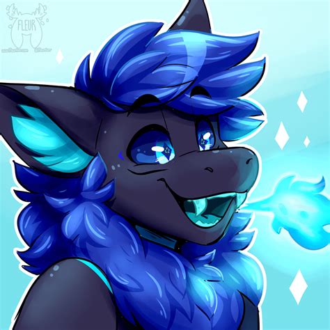Blue dragon (Art by me: @Fleurfurr on twitter) : furry