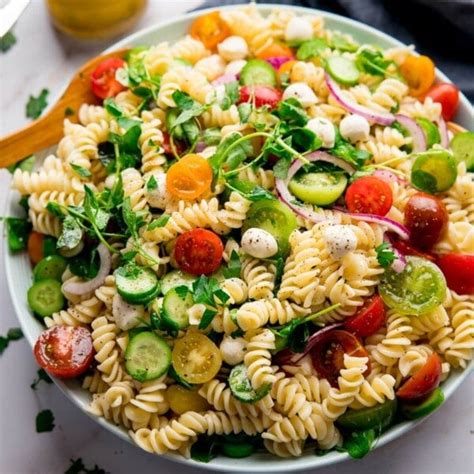 Easy Pasta Salad With The Best Italian Dressing Nicky S Kitchen Sanctuary