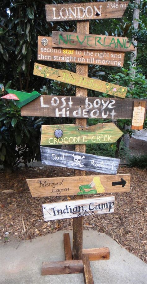 Customized Directional Sign Wooden Mile Marker Peter Pan Etsy