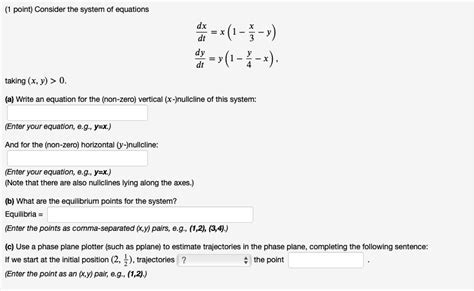 solved 1 point consider the system of equations 1