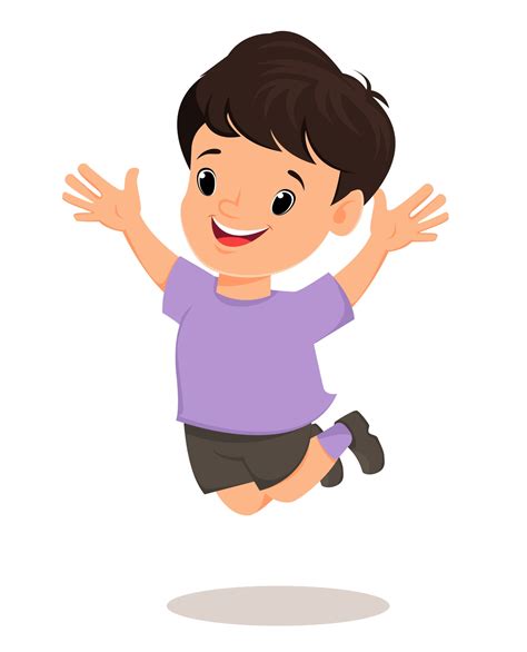 Smiling Boy Makes A Jump 2561579 Vector Art At Vecteezy