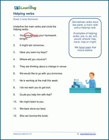 Helping Verbs Worksheet Th Grade