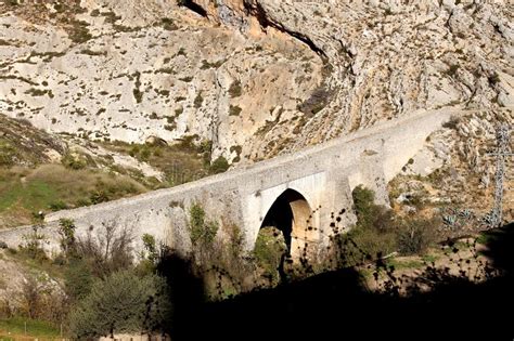 Old And Antique Stone Bridge In Bocairent Village Stock Photo Image