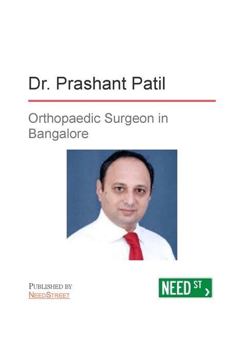 Dr Prashant Patil Orthopaedic Surgeon In Bangalore By Need Street