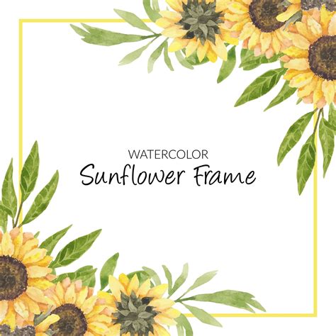 Hand Painted Watercolor Sunflower Floral Frame 1308827 Vector Art At