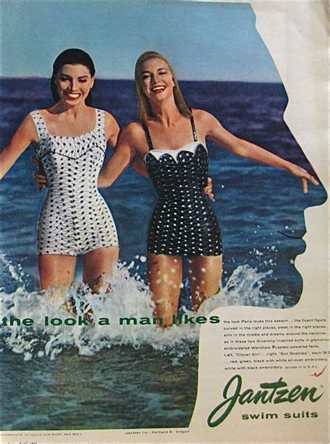 Jantzen Swimsuit Ad From April 1957 Seventeen Magazine Note The Mans Silhouette Fashion