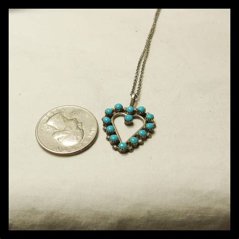 Sterling Silver And Turquoise Heart Pendant With Chain Turquoise Jewelry Turquoise Sterling