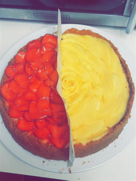 Homemade Strawberry And Mango Cheesecake With Mango Curd And Extra