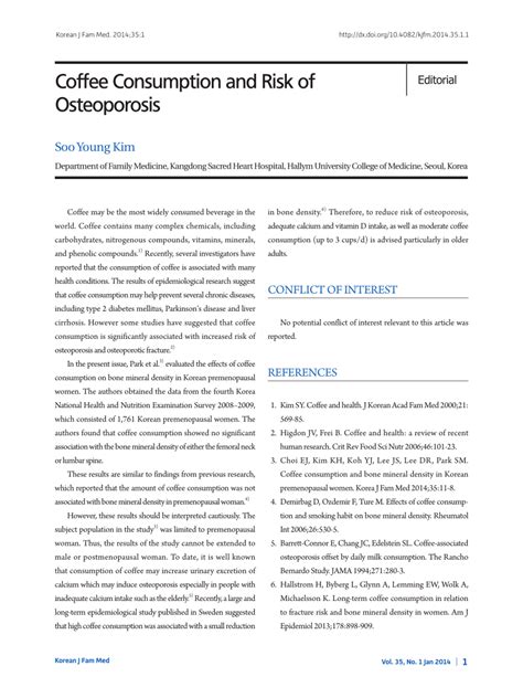 Pdf Coffee Consumption And Risk Of Osteoporosis