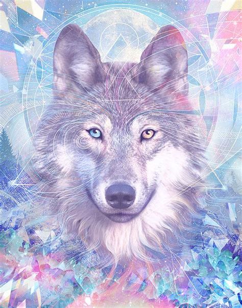 Wolf Spirit 11x14 Wolf Moon Print Crystal Dreamscape Artwork