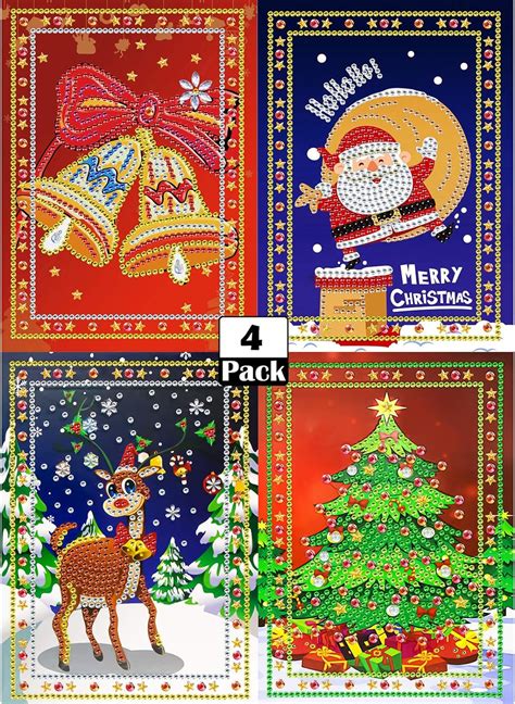 Artdot 4 Pack Christmas Cards Diamond Painting Kits For Adults Paint