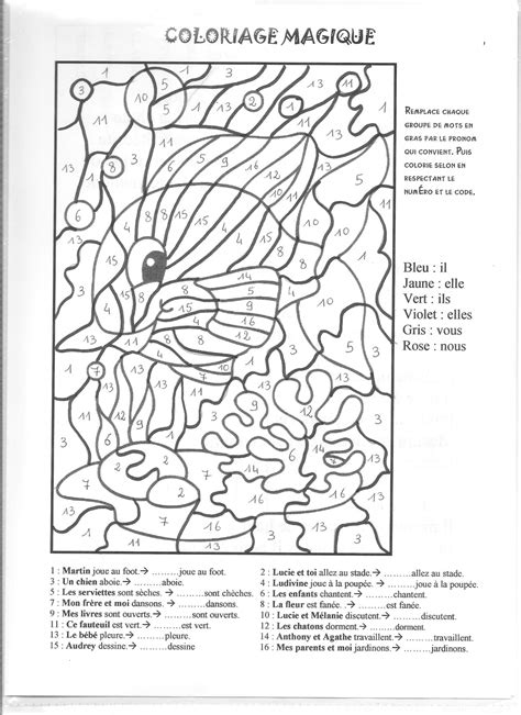 Coloriage Magique Cm Conjugaison A Imprimer Tout Degorgement