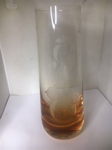 Vintage Caithness Crystal Amber Glass Fushia Handmade Vase Etsy